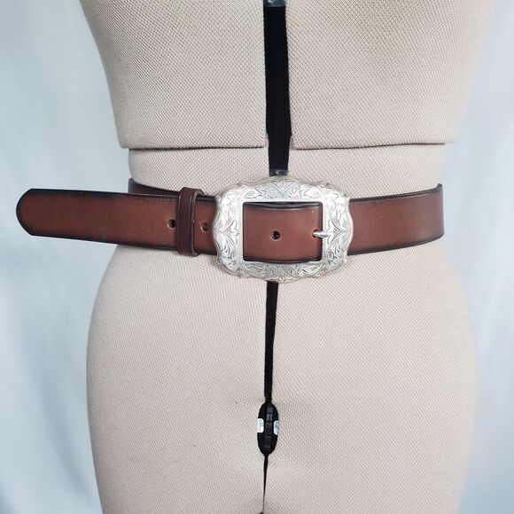 Lauren Ralph Lauren Accessories - VTG Lauren Ralph Lauren Women’s Brown Leather Belt Large Western Floral Engraved
